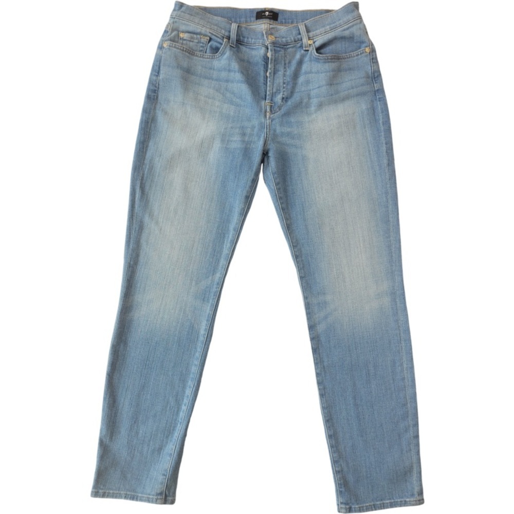 ✅ 7 for all Mankind Josefina boyfriend buttoned light blue jeans size 30